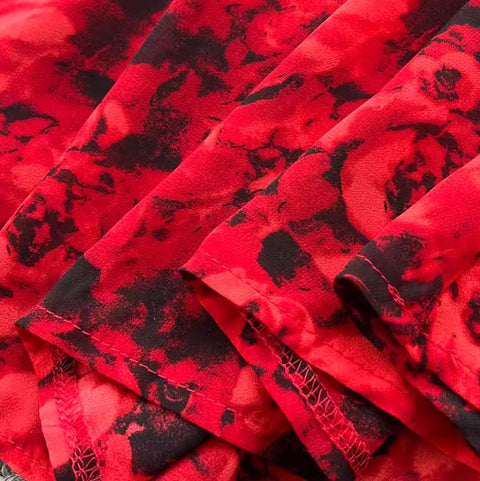 Deep V-neck Floral Fishtail Dress