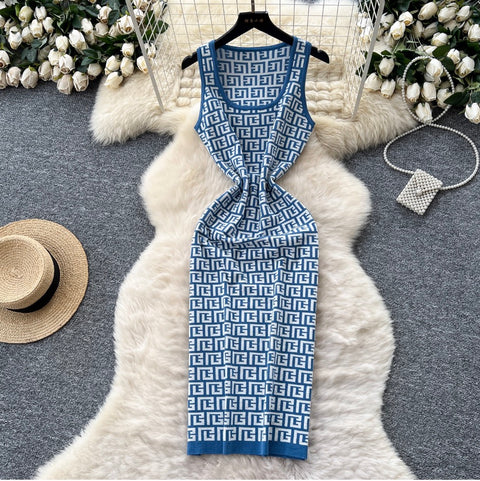 Niche Maze Printed Knitted Dress