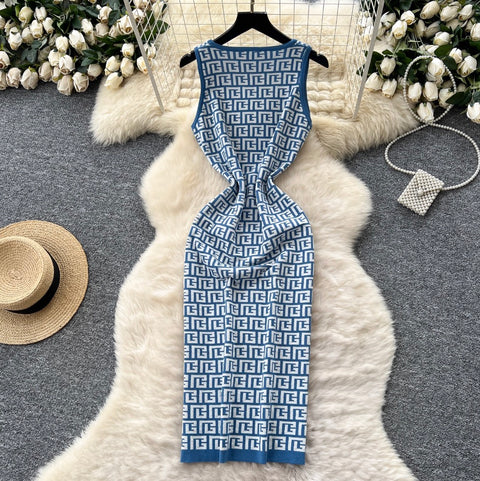 Niche Maze Printed Knitted Dress