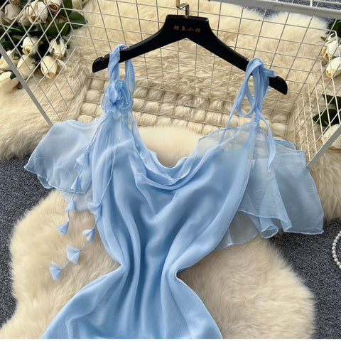 Fairy Blue Ruffled Slip Dress