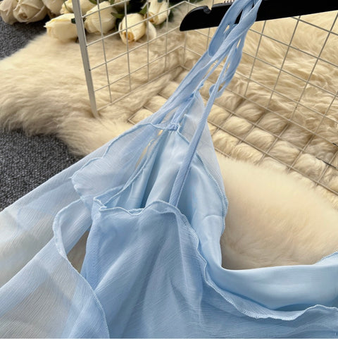 Fairy Blue Ruffled Slip Dress