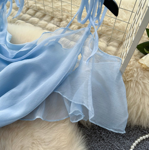 Fairy Blue Ruffled Slip Dress