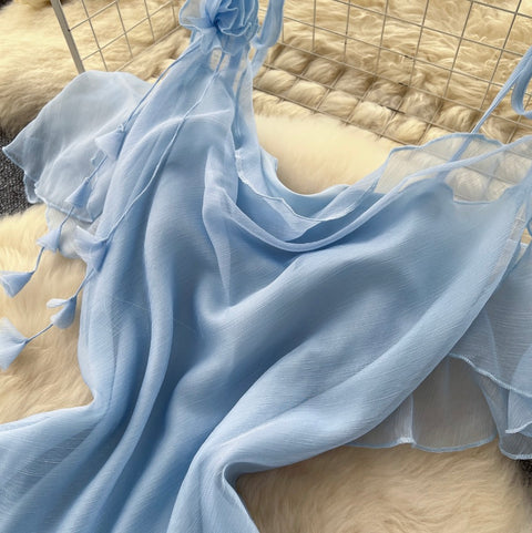 Fairy Blue Ruffled Slip Dress