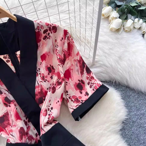 Casual V-neck Floral Printed Jumpsuit