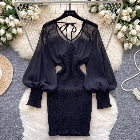 Chic V-neck Zebra Printed Dress