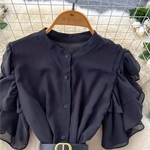 Floral Mesh Patchwork Shirt Dress