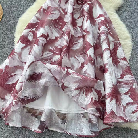 Floral Mesh Patchwork Shirt Dress