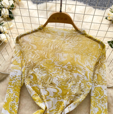 Bodycon Stand Collar Printed Dress