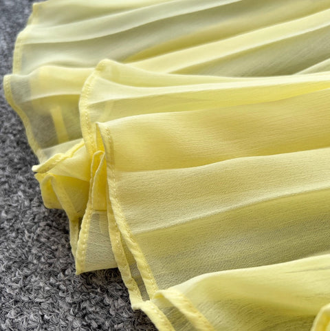 V-neck Knitwear & Mesh Skirt 2Pcs