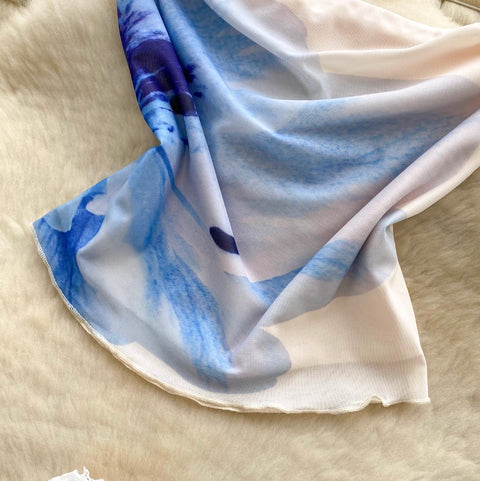 Draped Neckline Top & Fishtail Skirt 2Pcs