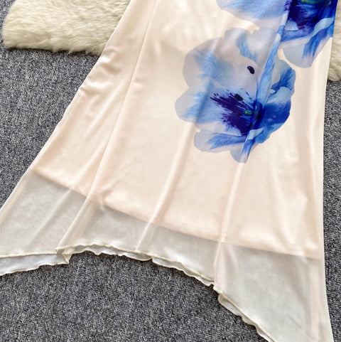 Draped Neckline Top & Fishtail Skirt 2Pcs