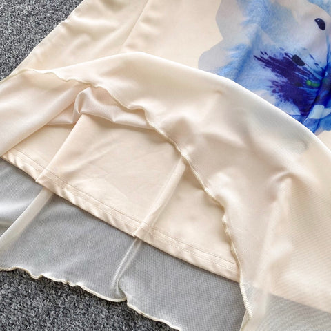 Draped Neckline Top & Fishtail Skirt 2Pcs