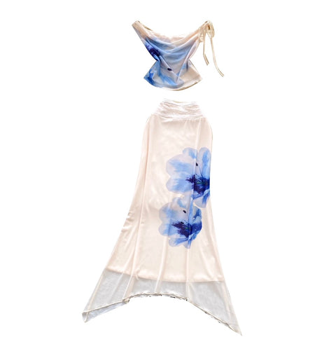 Draped Neckline Top & Fishtail Skirt 2Pcs