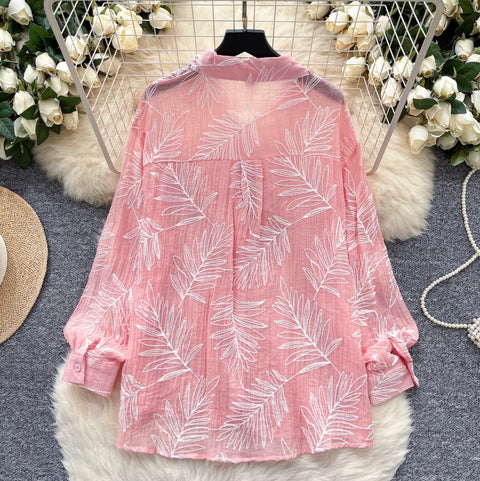 Premium Rhinestone Studded Jacquard Shirt