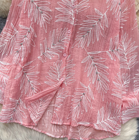 Premium Rhinestone Studded Jacquard Shirt