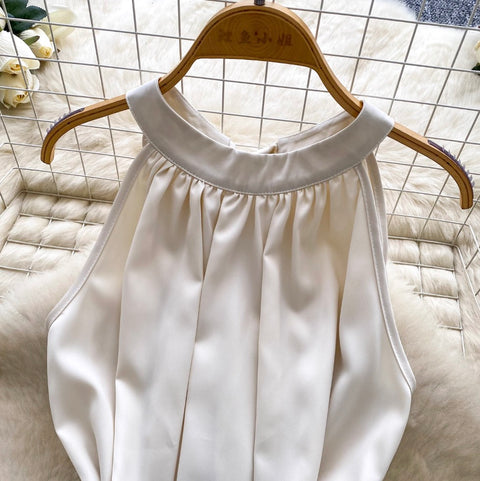 Satin Sleeveless Top & Skirt 2Pcs