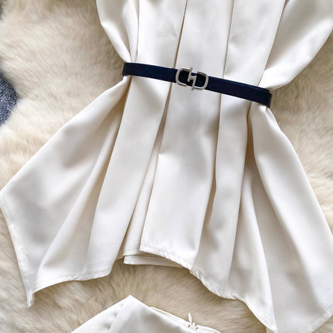 Satin Sleeveless Top & Skirt 2Pcs