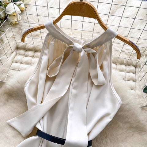 Satin Sleeveless Top & Skirt 2Pcs