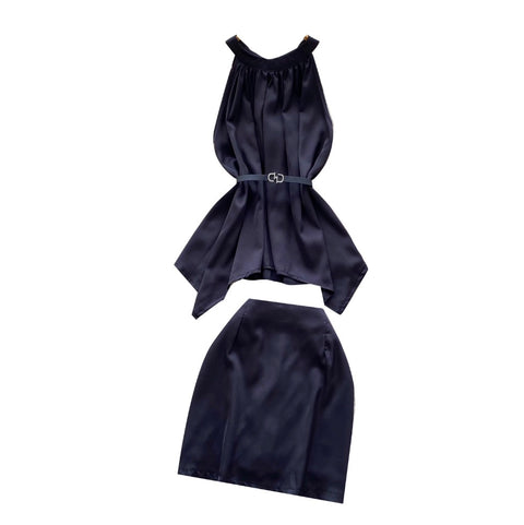 Satin Sleeveless Top & Skirt 2Pcs