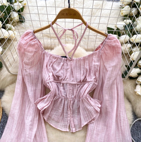 Sweetie Lace-up Chiffon Shirt