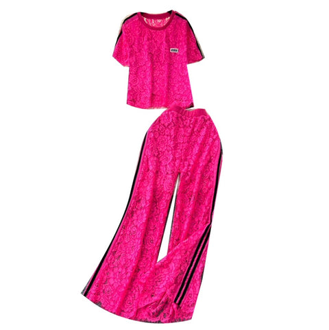 Crochet Lace Top & Trousers 2Pcs