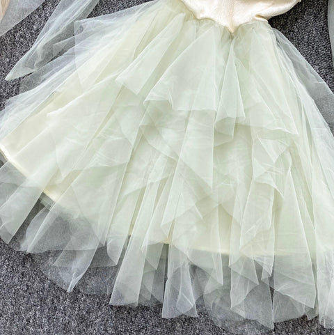 Fairy Lace-up Puffy Mesh Dress