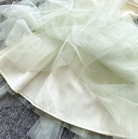Fairy Lace-up Puffy Mesh Dress