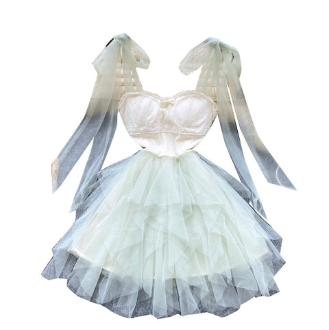 Fairy Lace-up Puffy Mesh Dress