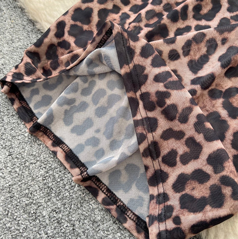 Sexy Leopard Printed Fishbone Slip Dress