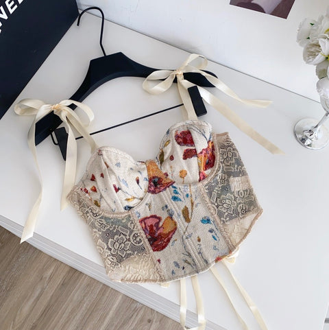 Floral Patchwork Girdle Fishbone Camisole