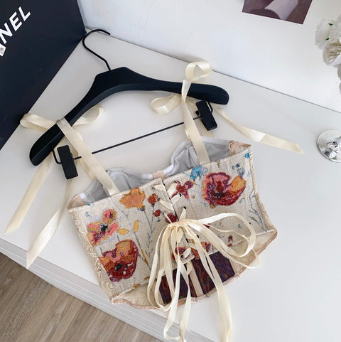 Floral Patchwork Girdle Fishbone Camisole