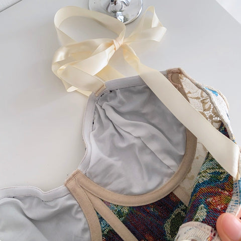 Floral Patchwork Girdle Fishbone Camisole