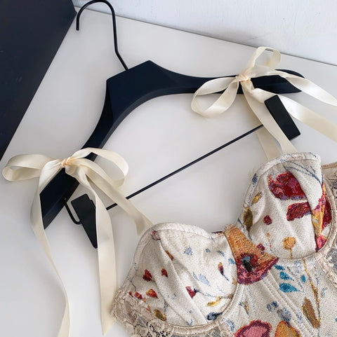 Floral Patchwork Girdle Fishbone Camisole