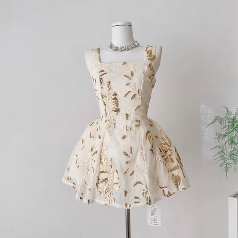 Elegant Sequined Embroidery Slip Dress