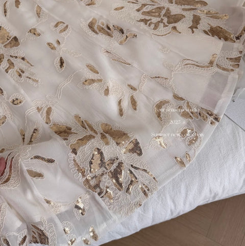 Elegant Sequined Embroidery Slip Dress