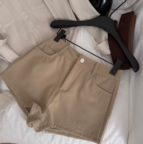 Lace-up Shirt & Khaki Shorts 2Pcs