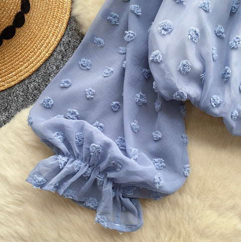 Off-shoulder Bead Halter Chiffon Top