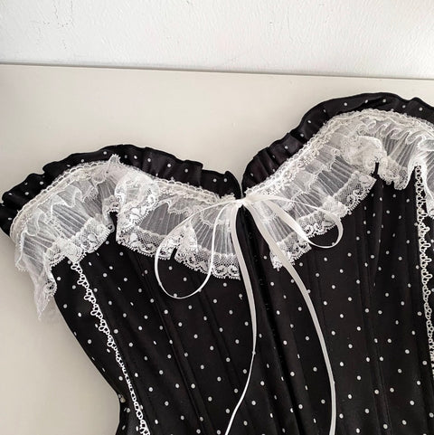 Courtly Polka Dot Lace-trim Top