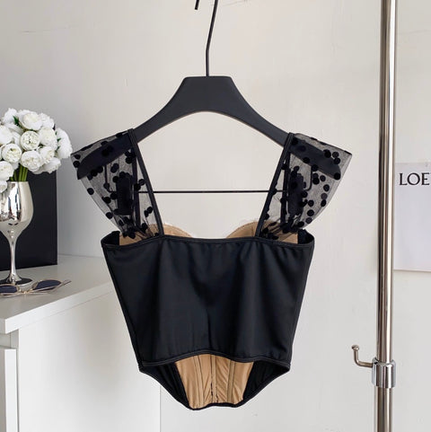 Polka Dot Black Lace Top