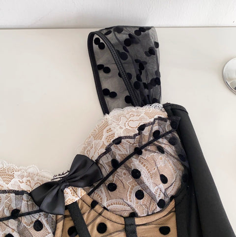 Polka Dot Black Lace Top