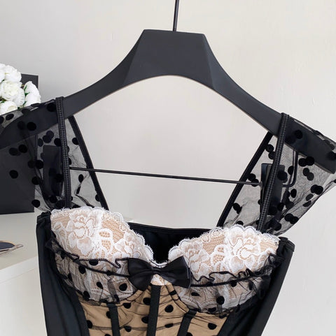 Polka Dot Black Lace Top