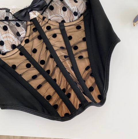 Polka Dot Black Lace Top