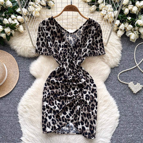 Sexy V-neck Leopard Printed Dress
