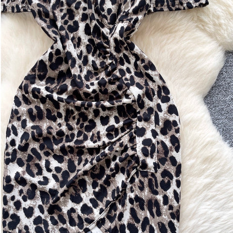 Sexy V-neck Leopard Printed Dress