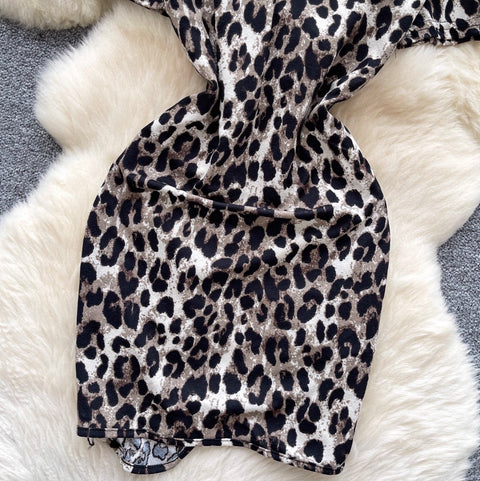 Sexy V-neck Leopard Printed Dress