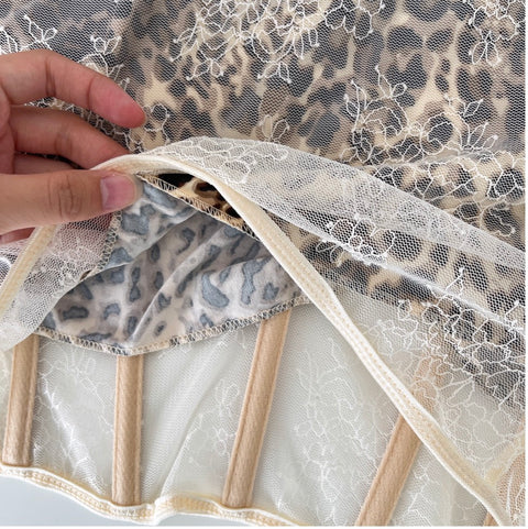 Leopard Printed Fishbone Mesh Camisole