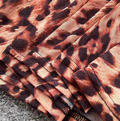 Leopard Print Lace Patchwork Slip Dress