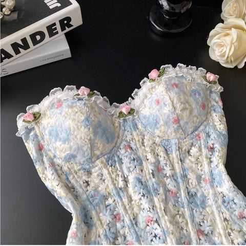 Sweetie Floral Embroidered Fishbone Top