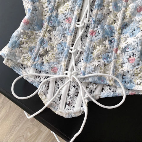 Sweetie Floral Embroidered Fishbone Top