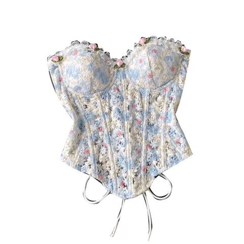Sweetie Floral Embroidered Fishbone Top
